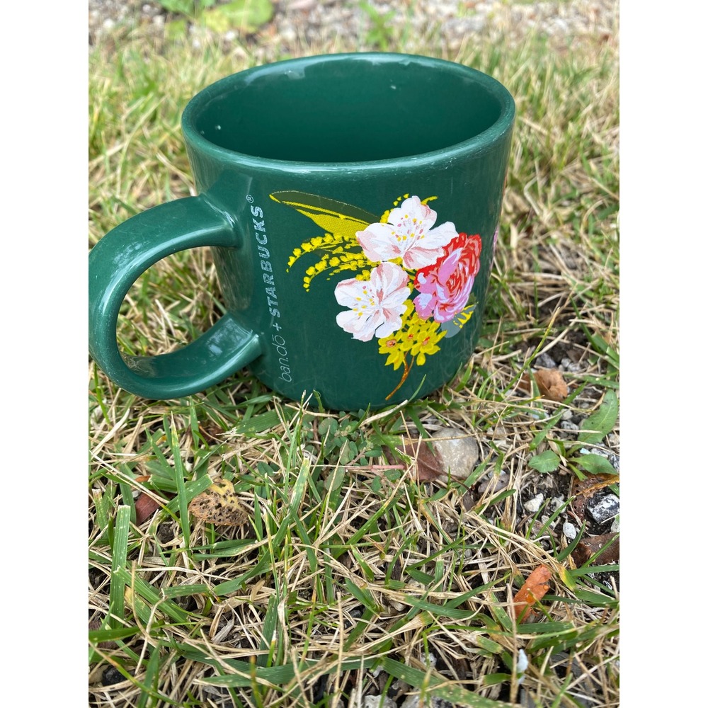 Starbucks x ban.do Floral Coffee Mug Green 12oz Ceramic 2016 Limited Edition